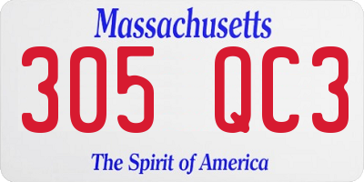MA license plate 305QC3