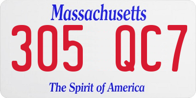 MA license plate 305QC7