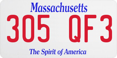 MA license plate 305QF3