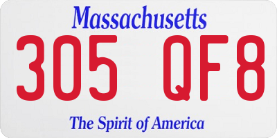 MA license plate 305QF8