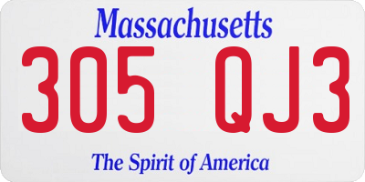 MA license plate 305QJ3