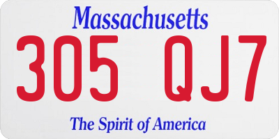 MA license plate 305QJ7