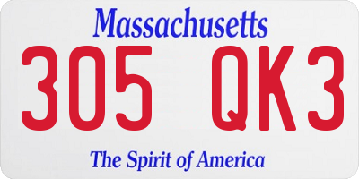 MA license plate 305QK3