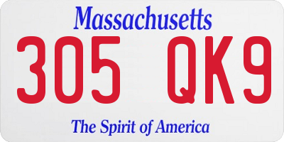 MA license plate 305QK9