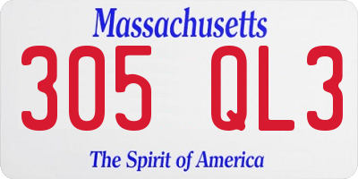 MA license plate 305QL3