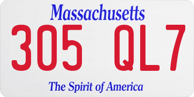 MA license plate 305QL7