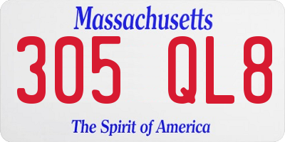 MA license plate 305QL8