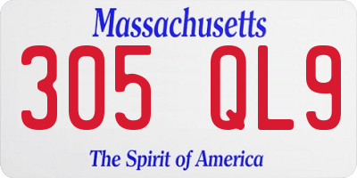 MA license plate 305QL9