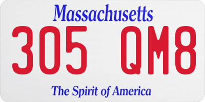 MA license plate 305QM8