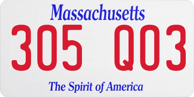 MA license plate 305QO3