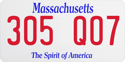 MA license plate 305QO7