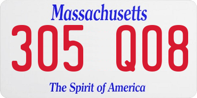 MA license plate 305QO8