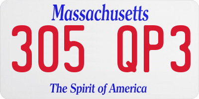 MA license plate 305QP3