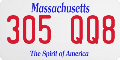 MA license plate 305QQ8