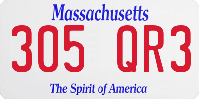 MA license plate 305QR3