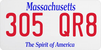 MA license plate 305QR8