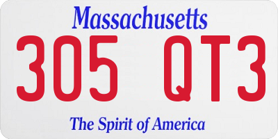 MA license plate 305QT3