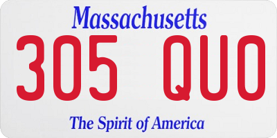 MA license plate 305QU0