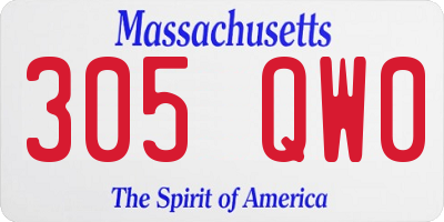 MA license plate 305QW0