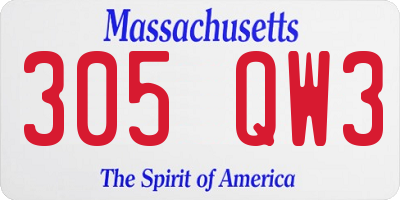 MA license plate 305QW3