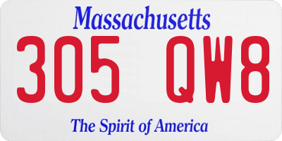 MA license plate 305QW8