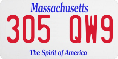 MA license plate 305QW9