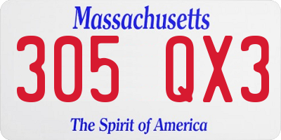 MA license plate 305QX3
