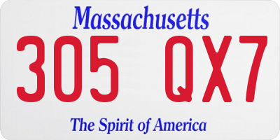 MA license plate 305QX7