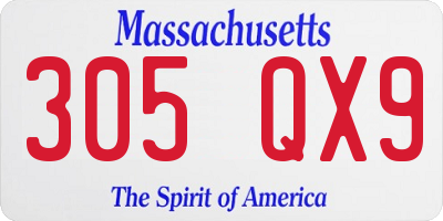 MA license plate 305QX9
