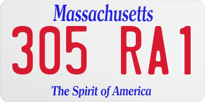 MA license plate 305RA1
