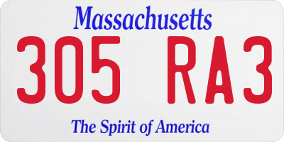 MA license plate 305RA3