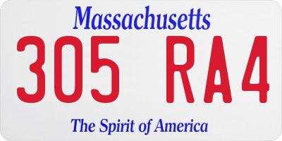 MA license plate 305RA4