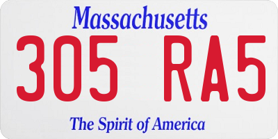 MA license plate 305RA5