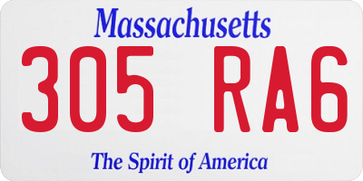 MA license plate 305RA6
