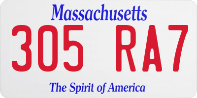 MA license plate 305RA7