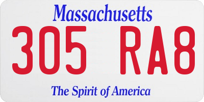 MA license plate 305RA8