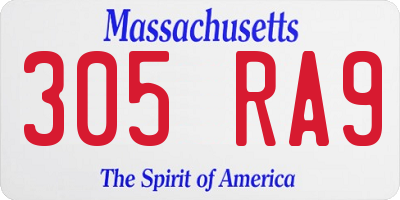 MA license plate 305RA9