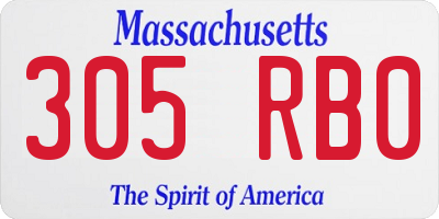MA license plate 305RB0