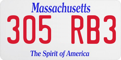 MA license plate 305RB3
