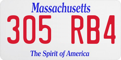 MA license plate 305RB4