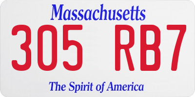 MA license plate 305RB7