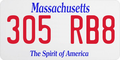 MA license plate 305RB8