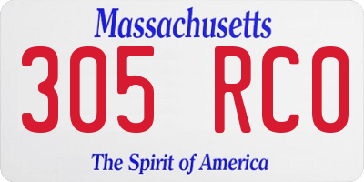 MA license plate 305RC0