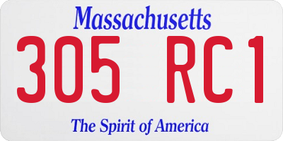 MA license plate 305RC1