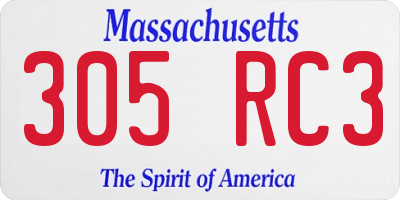 MA license plate 305RC3