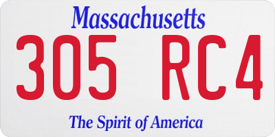 MA license plate 305RC4