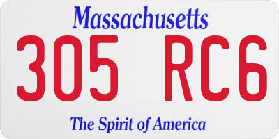 MA license plate 305RC6