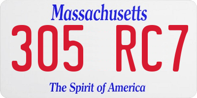 MA license plate 305RC7