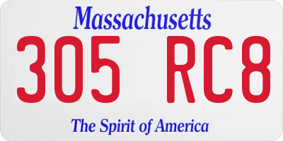 MA license plate 305RC8