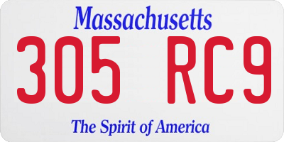 MA license plate 305RC9
